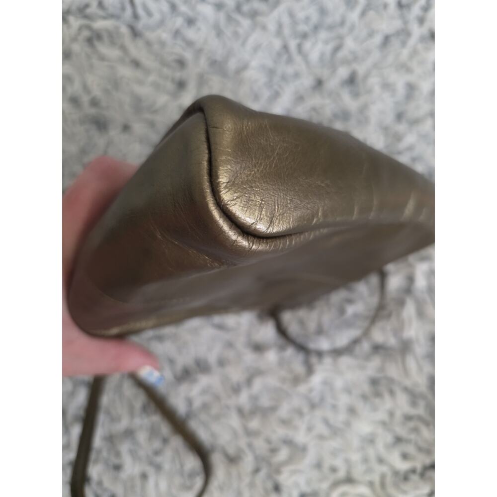 Hobo Fern Metallic Bronze Green Crossbody Bag Purse Leather Floral Lined Small - Picture 11 of 16